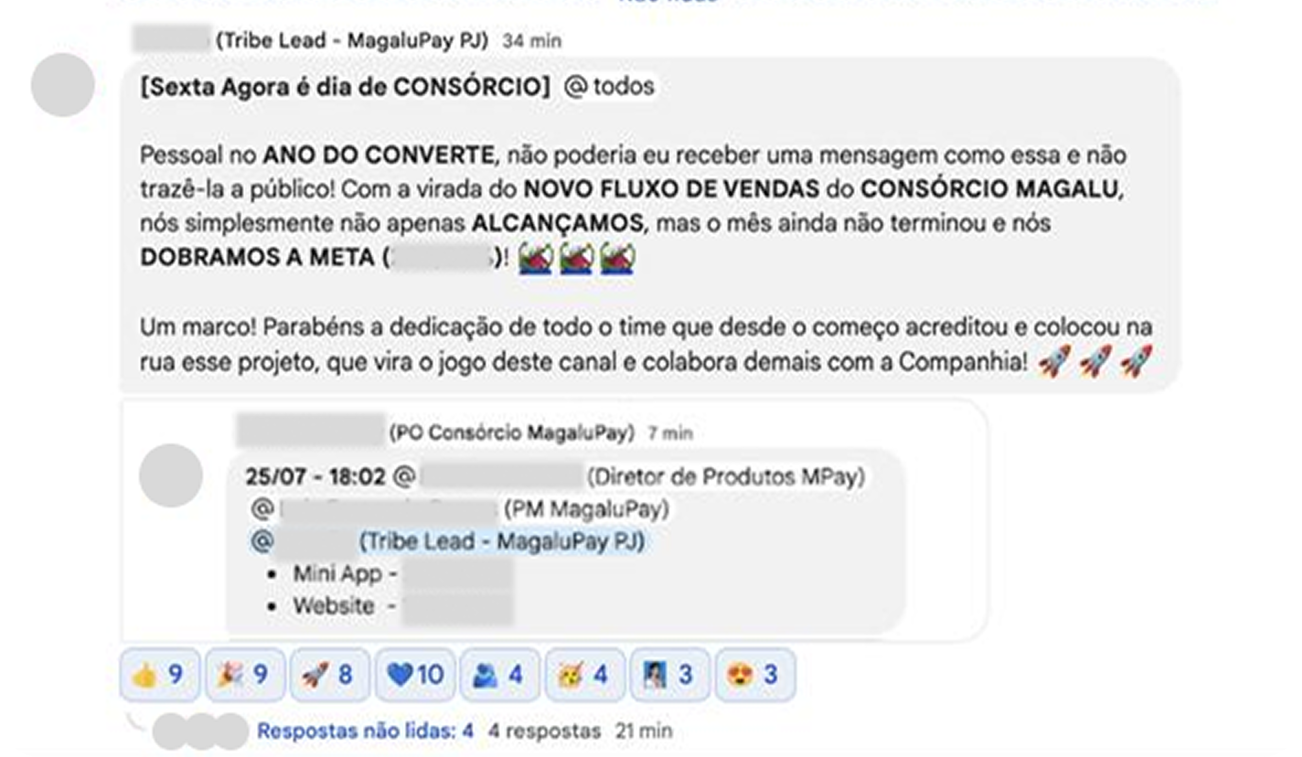 Exemplo de tela de resultado do Consórcio Magalu